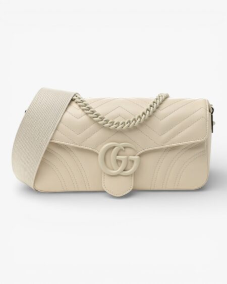 Gucci Calfskin Matelasse Monochrome GG Marmont Crossbody Shoulder Bag