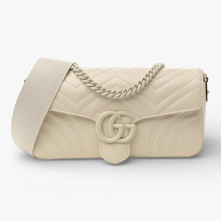 Gucci Calfskin Matelasse Monochrome GG Marmont Crossbody Shoulder Bag