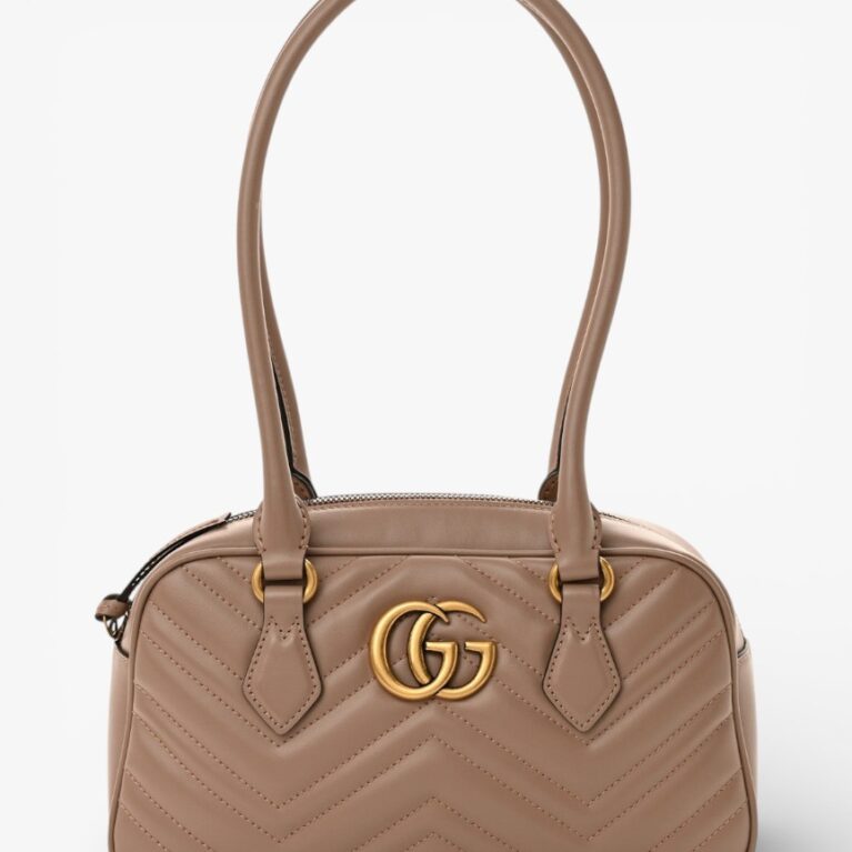 Gucci Calfskin Matelasse Medium GG Marmont East‑West Shoulder Bag