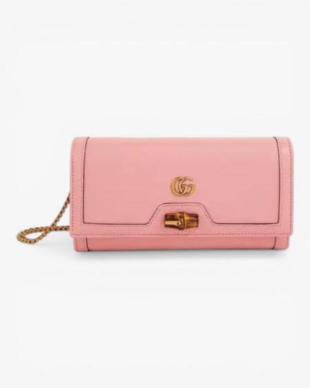 Gucci Diana Continental Wallet Black Leather with Bamboo Closure