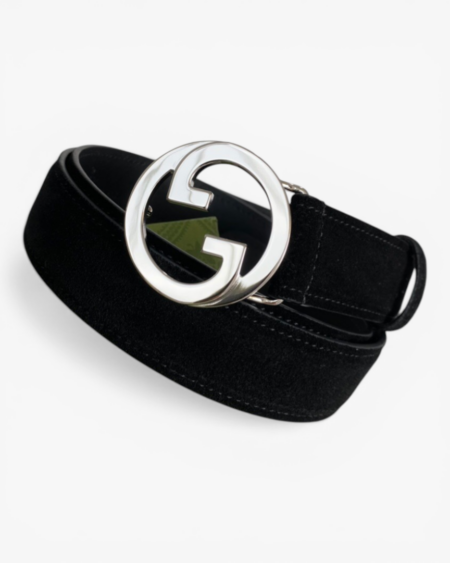 Gucci Blondie Suede Belt with Archival Monogram Hardware