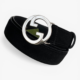 Gucci Blondie Suede Belt with Archival Monogram Hardware
