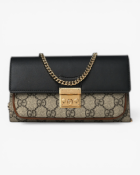 Gucci Padlock Mini Bag GG Canvas with Leather Trim