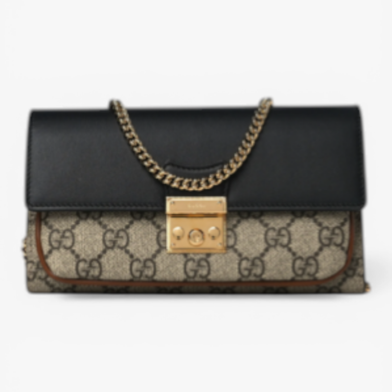 Gucci Padlock Mini Bag GG Canvas with Leather Trim