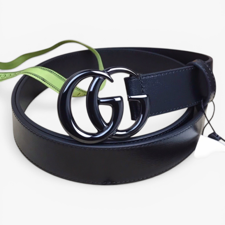 Gucci GG Marmont Thin Leather Belt with Tonal Double G Buckle 30mm