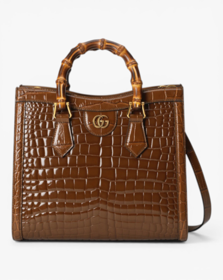 Gucci Diana Small Crocodile Tote Bag with Bamboo Handles