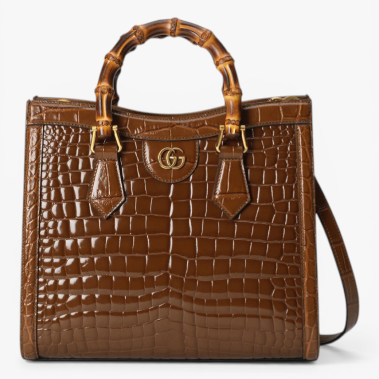 Gucci Diana Small Crocodile Tote Bag with Bamboo Handles