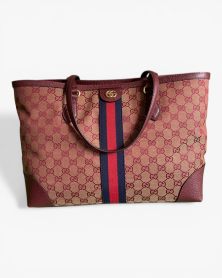 Gucci Ophidia Medium Tote Bag with Web Stripe