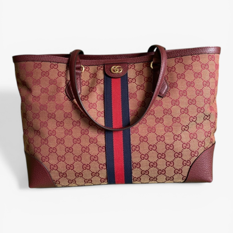 Gucci Ophidia Medium Tote Bag with Web Stripe
