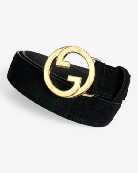 Gucci Blondie Suede Belt with Archival Monogram Hardware