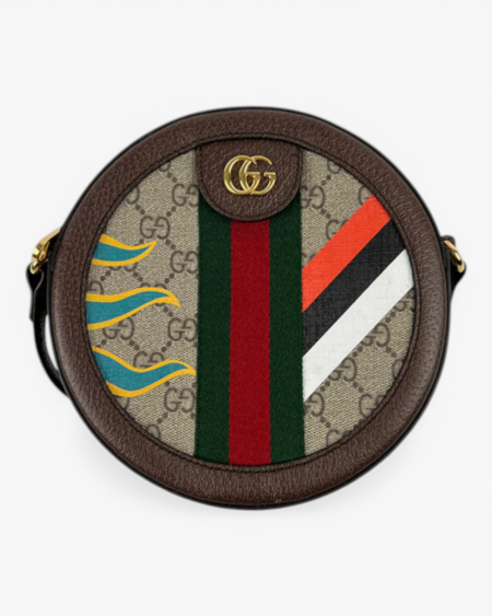 Gucci Round Shoulder Bag with Double G Geometric Print