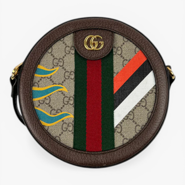 Gucci Round Shoulder Bag with Double G Geometric Print