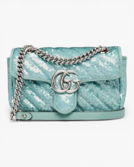 Gucci GG Marmont Mini Sequin Shoulder Bag Green
