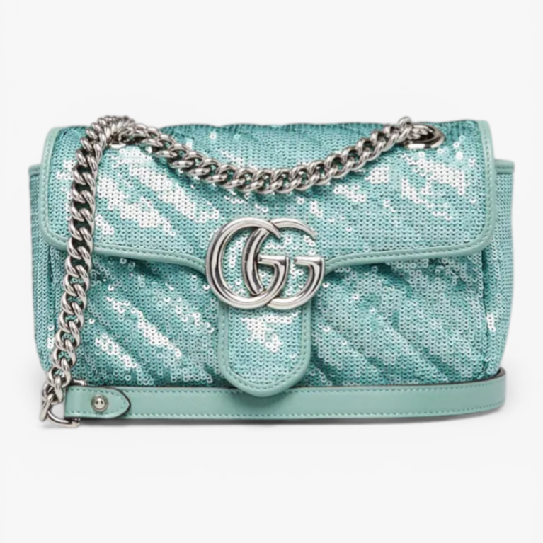 Gucci GG Marmont Mini Sequin Shoulder Bag Green