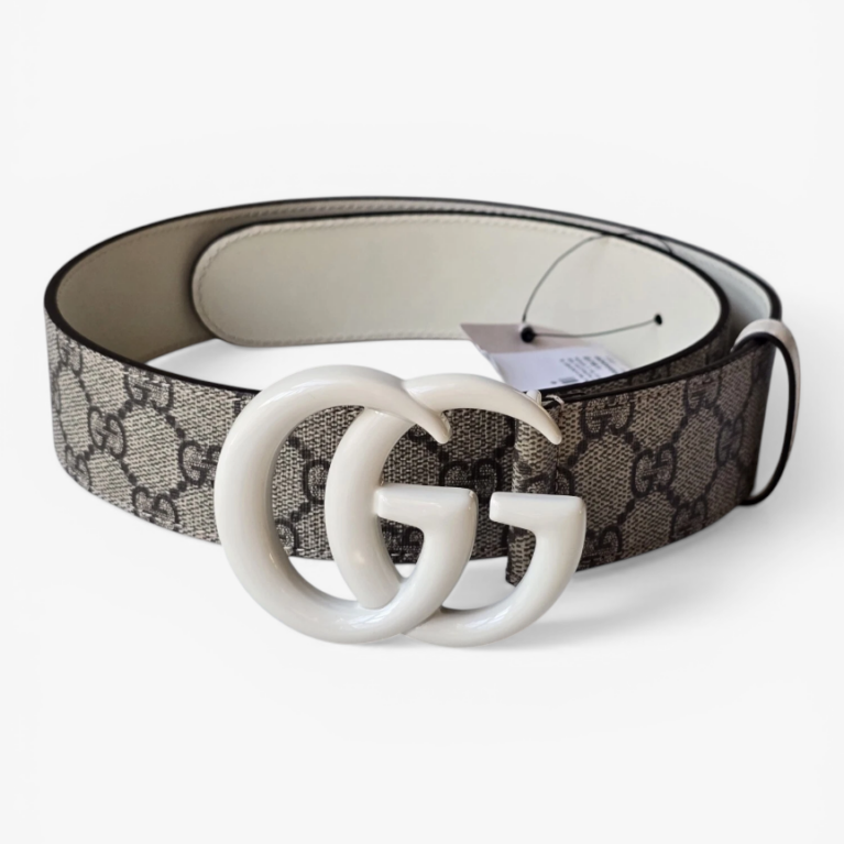 Gucci GG Marmont Wide Reversible Belt GG Supreme Canvas with Double G Buckle