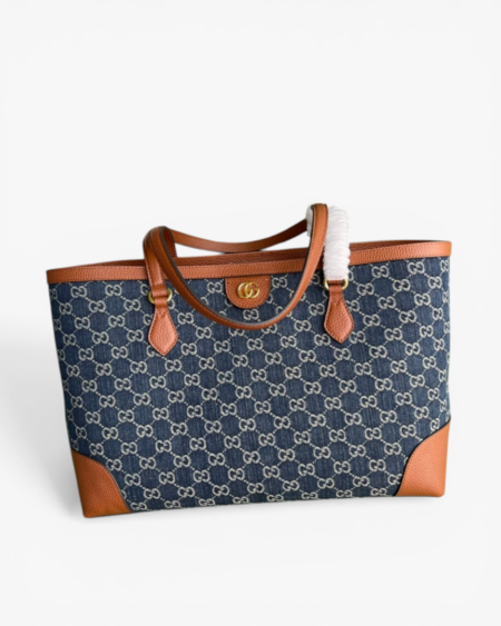 Gucci Ophidia GG Medium Tote Bag Jacquard Denim