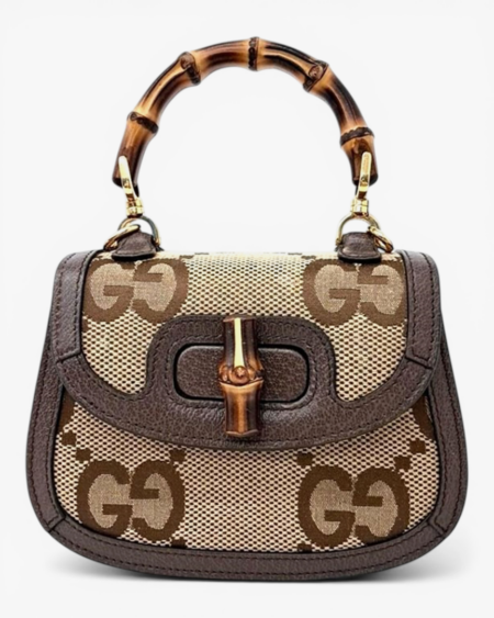 GG Canvas Bamboo Top Handle Mini Crossbody Bag