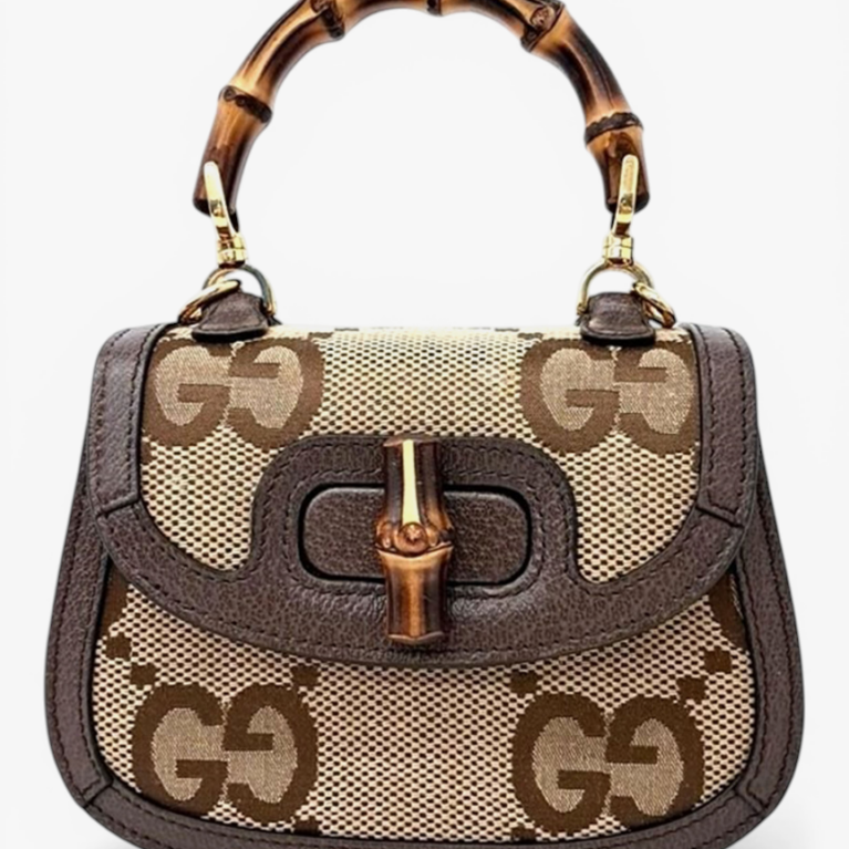 GG Canvas Bamboo Top Handle Mini Crossbody Bag