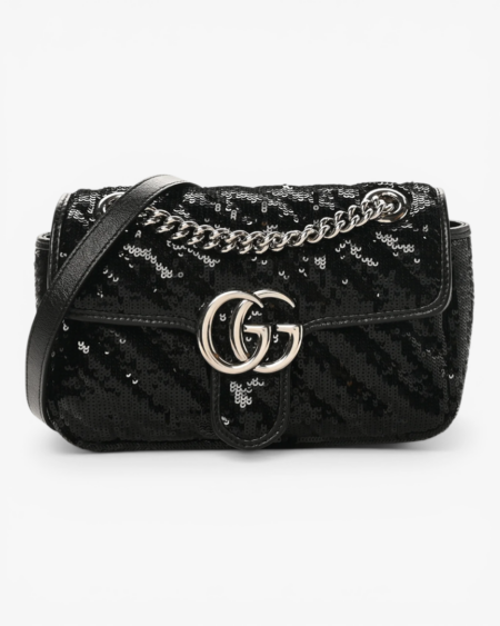 Gucci GG Marmont Mini Sequin Shoulder Bag Black