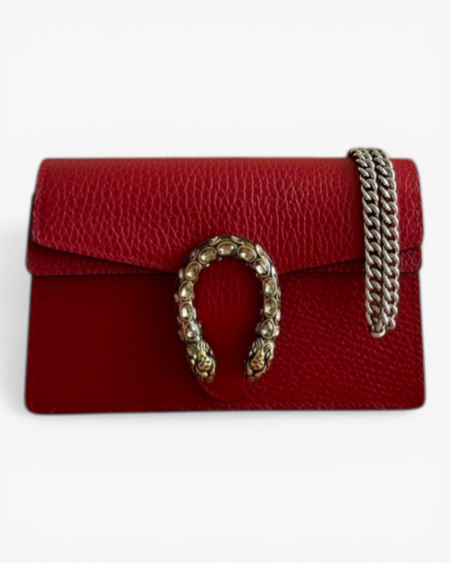 Metallic Leather Dionysus Long Wallet with Crystal Tiger Head