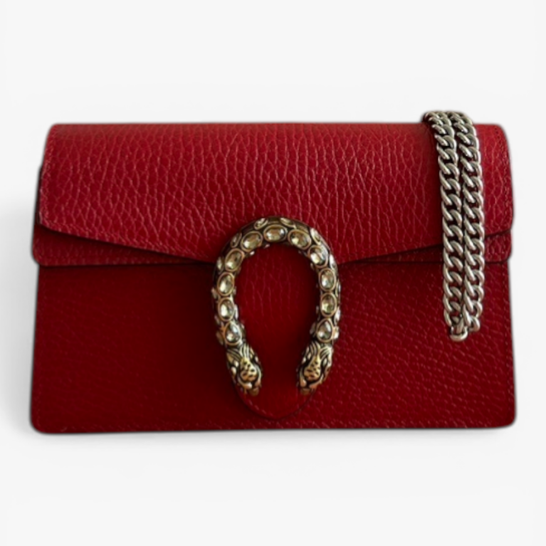 Metallic Leather Dionysus Long Wallet with Crystal Tiger Head