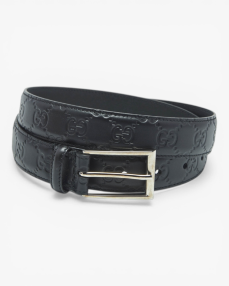 Gucci GG Leather Belt with Palladium Square Buckle 4.0cm Silver