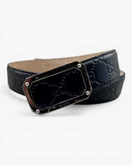 Gucci Signature Leather Belt with Rectangular Buckle