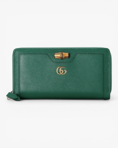 Gucci Diana Continental Wallet Black Leather with Bamboo Closure