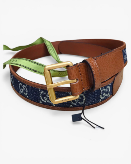 Gucci GG Denim Belt with Square Buckle