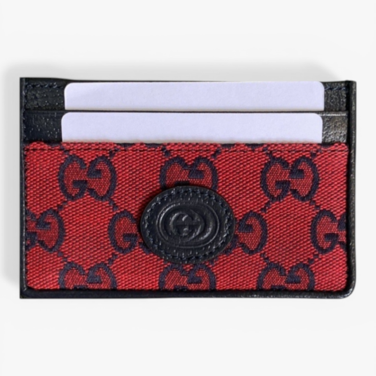 Gucci GG Multicolor Card Case Wallet Red