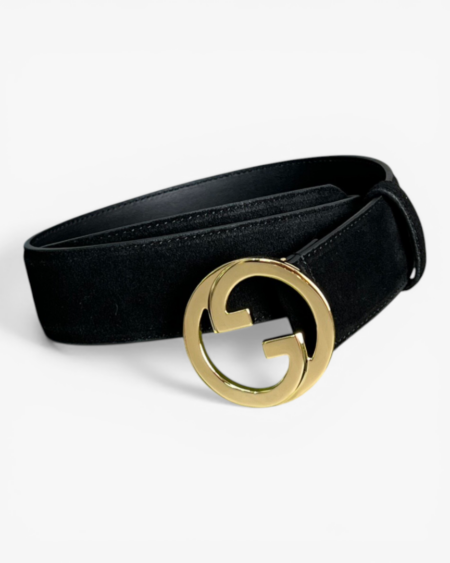 Gucci Blondie Suede Belt with Archival Monogram Hardware