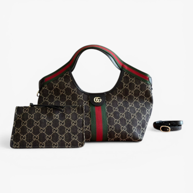 GG Supreme Canvas Ophidia Small Tote Shoulder Bag with Pouch