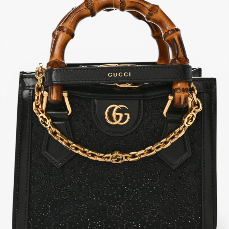 GG Embossed Leather Bamboo Top Handle Mini Bag