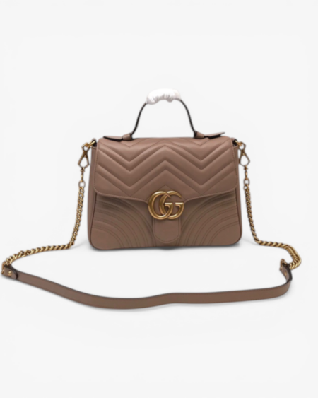 Gucci GG Marmont Small Top Handle Bag Pink Matelassé Leather