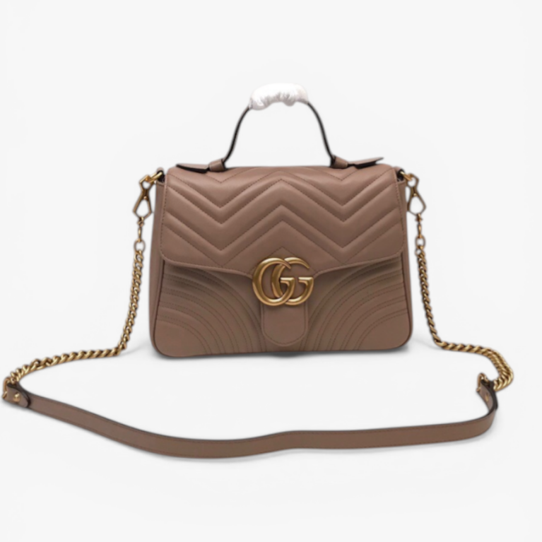 Gucci GG Marmont Small Top Handle Bag Pink Matelassé Leather