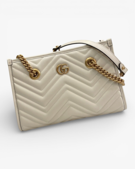 Gucci GG Marmont Small Quilted Tote Bag White