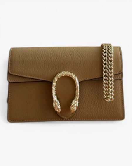 Metallic Leather Dionysus Long Wallet with Crystal Tiger Head