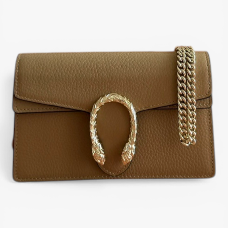 Metallic Leather Dionysus Long Wallet with Crystal Tiger Head