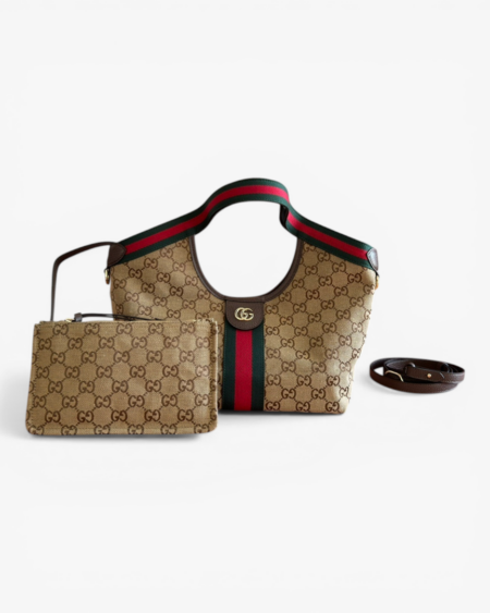 GG Supreme Canvas Ophidia Small Tote Shoulder Bag with Pouch