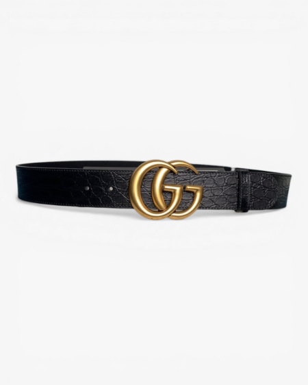 Gucci GG Marmont Caiman Leather Belt with Shiny Double G Buckle 40mm