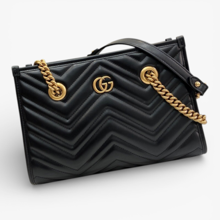 Gucci GG Marmont Small Quilted Tote Bag Black