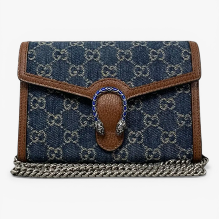 Gucci Dionysus Mini Chain Bag GG Jacquard Denim