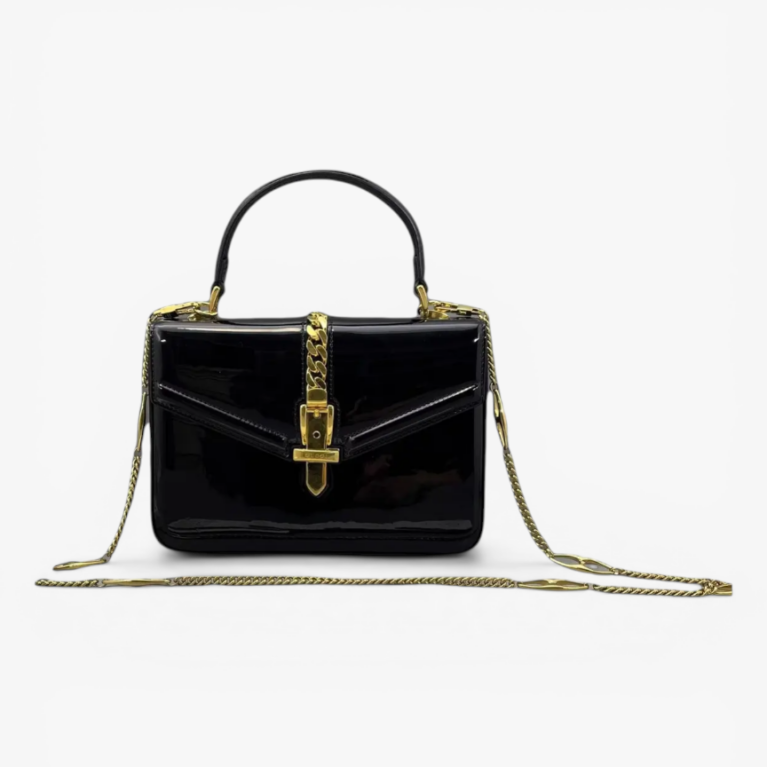 Gucci Sylvie 1969 Mini Top Handle Bag Patent Leather