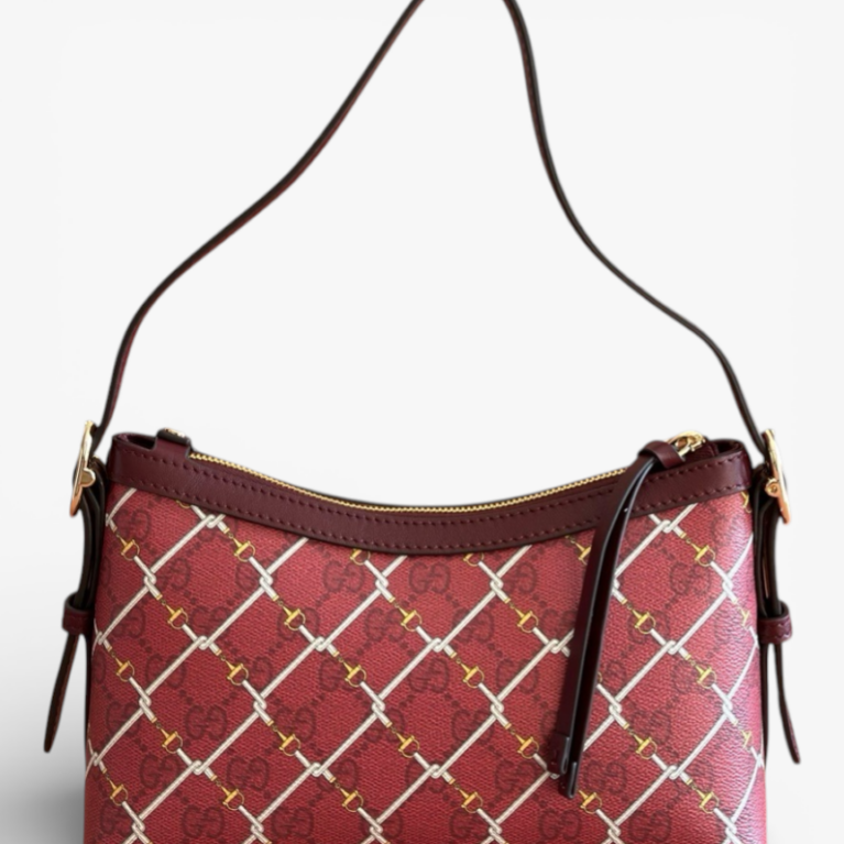 Gucci GG Emblem Small Shoulder Bag Maroon