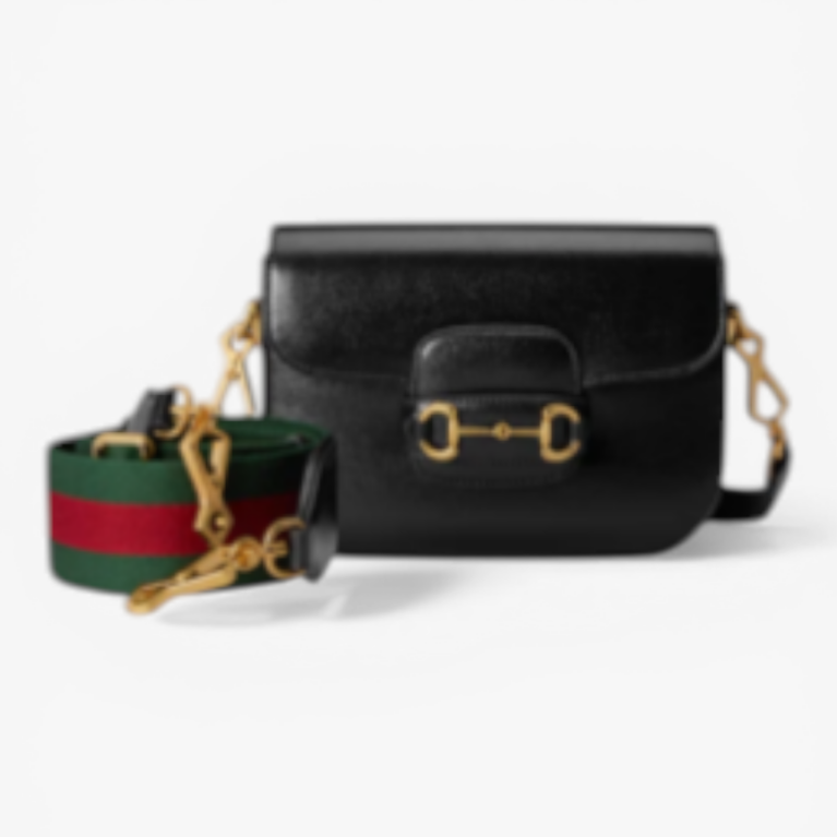 Gucci Horsebit 1955 Mini Bag GG Canvas with White Leather Trim