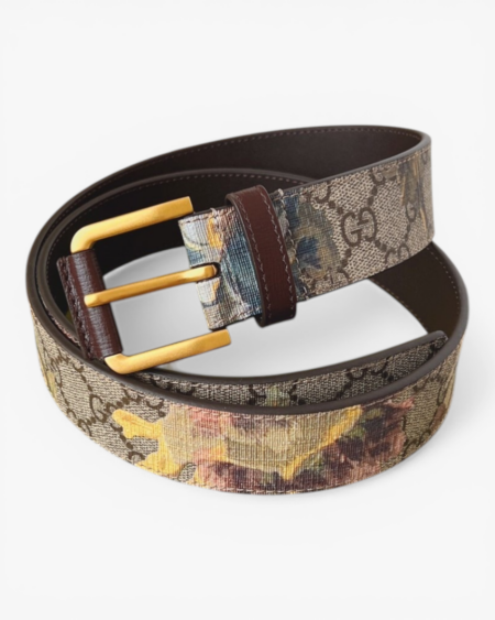 Gucci GG Carnation Print Belt GG Supreme Canvas Square Buckle 35mm