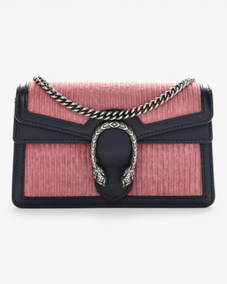 Gucci Dionysus Small Shoulder Bag Pink Corduroy with Blue Leather