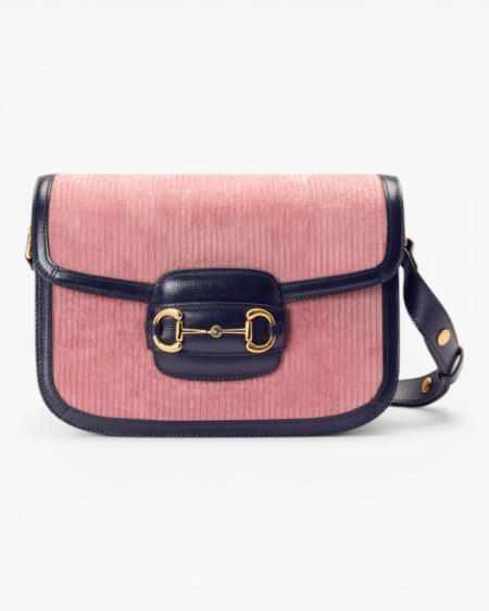 Gucci Horsebit 1955 Small Shoulder Bag Pink Corduroy