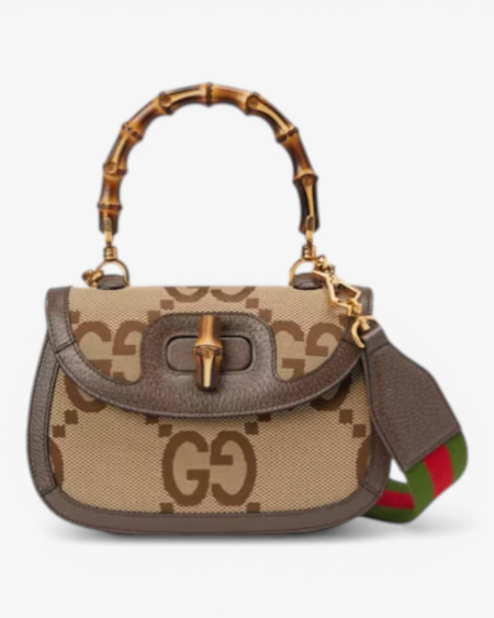 GG Canvas Bamboo Top Handle Small Crossbody Bag