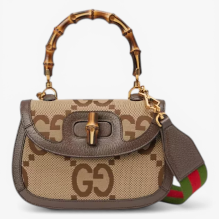 GG Canvas Bamboo Top Handle Small Crossbody Bag